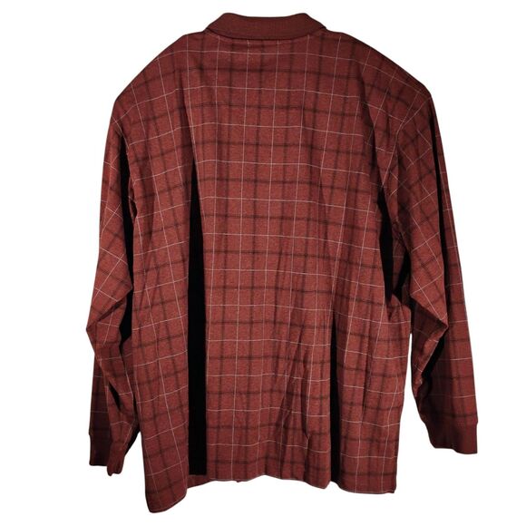 Basic Equipment polo shirt mens 3XL XXL maroon red long sleeve plaid NWT ls - Picture 2 of 8